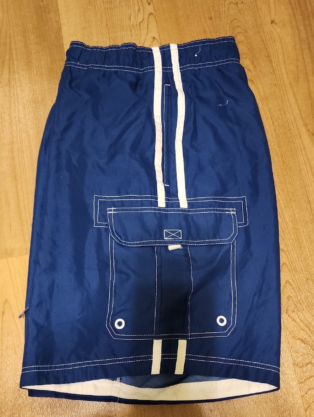 OP Men's Navy Blue Swim Trunks with White Stripe Details